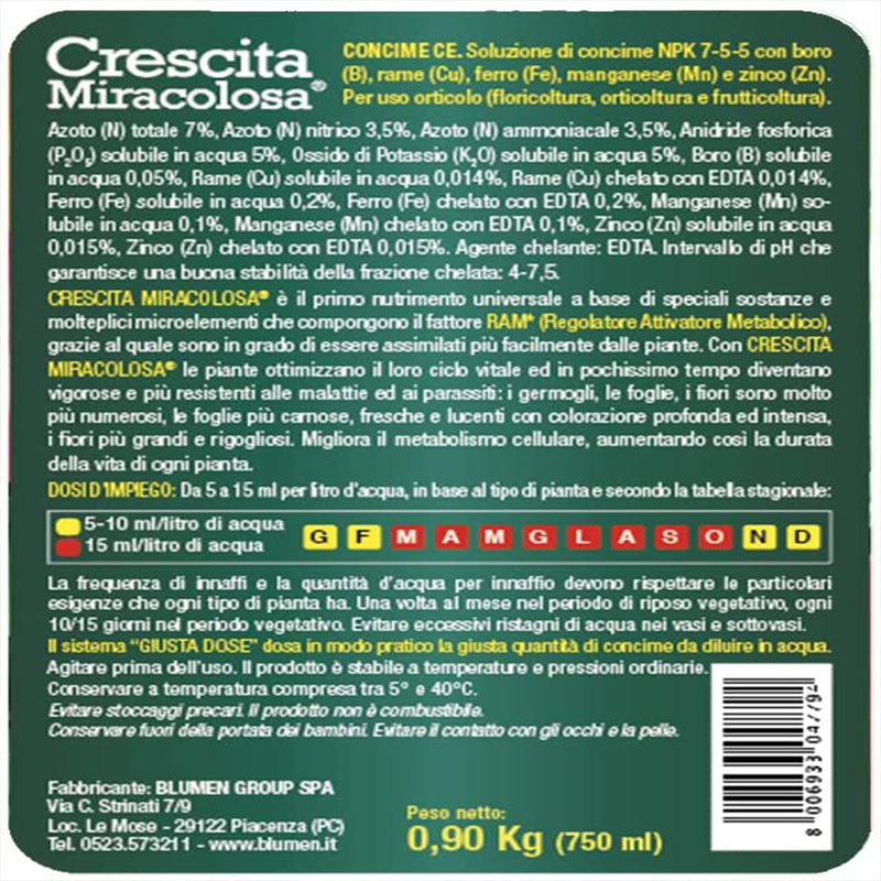 Concime crescita miracolosa liquido universale 750 ml - Blumen