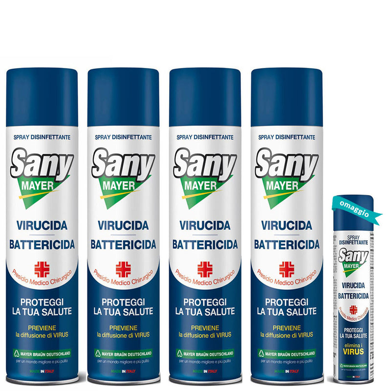 4x Spray sanificante virucida Sanymayer 400ml + 1 Sanymayer 75ml