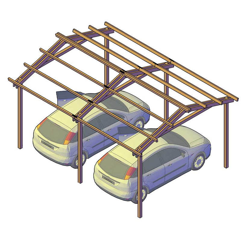 Carport in legno di pino impregnato in autoclave - varie misure