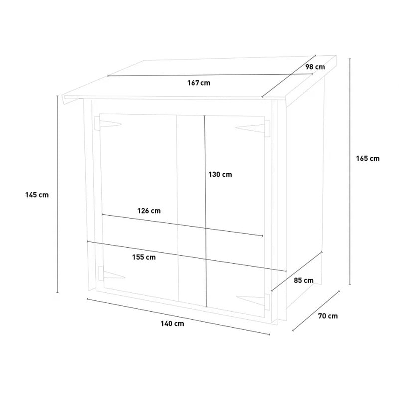 Casetta da giardino in legno AMBROGIO da 16 mm - 155x85x165h cm - Colore Grigio