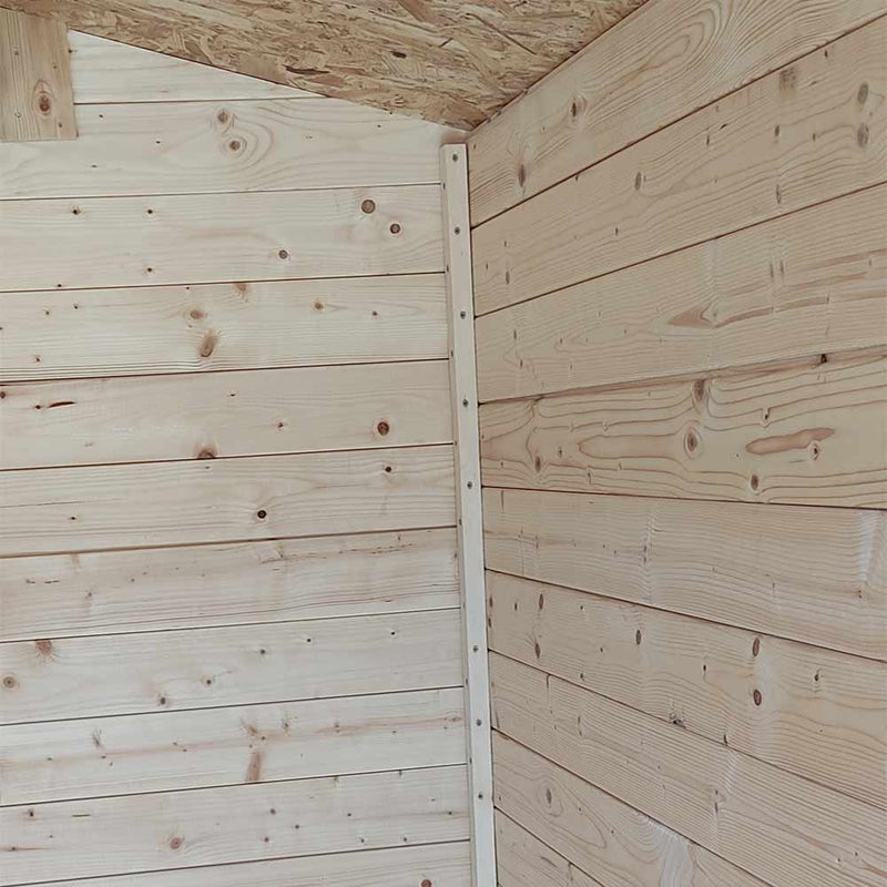 Casetta in legno LIVIA Larice da 16 mm - 198x130 cm  - porta singola cieca + finestra