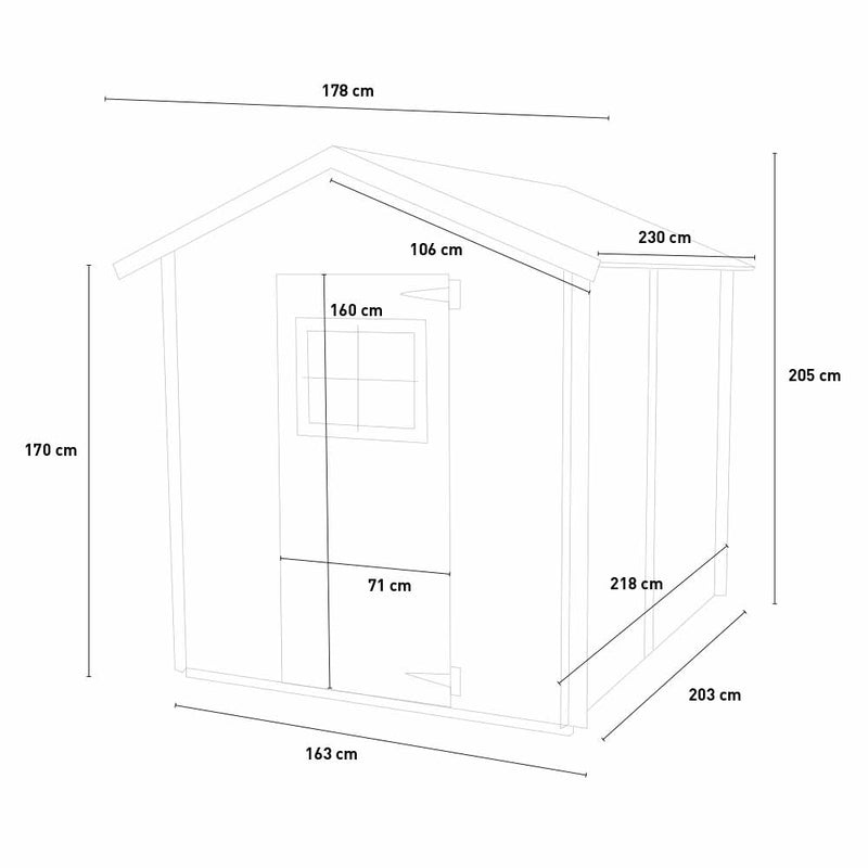 Casetta da giardino in legno GAETA da 16 mm - 178x218x205h cm - porta singola finestrata