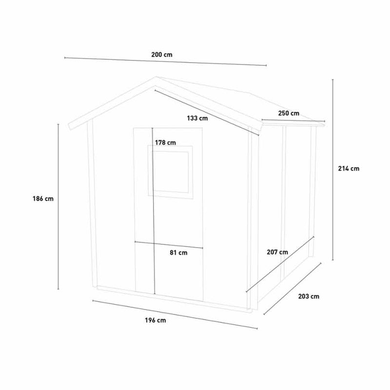 Casetta in legno VANIGLIA - 200X207 cm - con porta singola finestrata PEFC