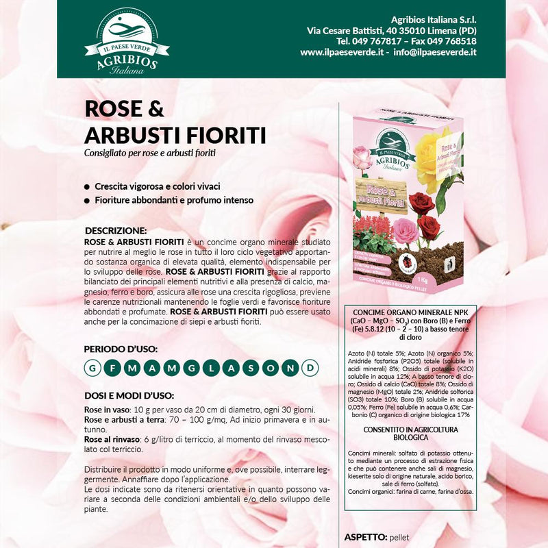 Concime per Rose e Arbusti Fioriti, da 1 Kg, Crescita Vigorosa, Colori Vivaci| Concime Organo Minerale - OpenGardenWeb: Shopping Online per Casa, Giardino e Fai da Te