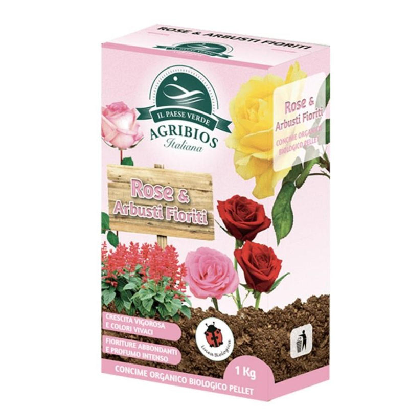 Concime per Rose e Arbusti Fioriti, da 1 Kg, Crescita Vigorosa, Colori Vivaci| Concime Organo Minerale - OpenGardenWeb: Shopping Online per Casa, Giardino e Fai da Te-Agribios