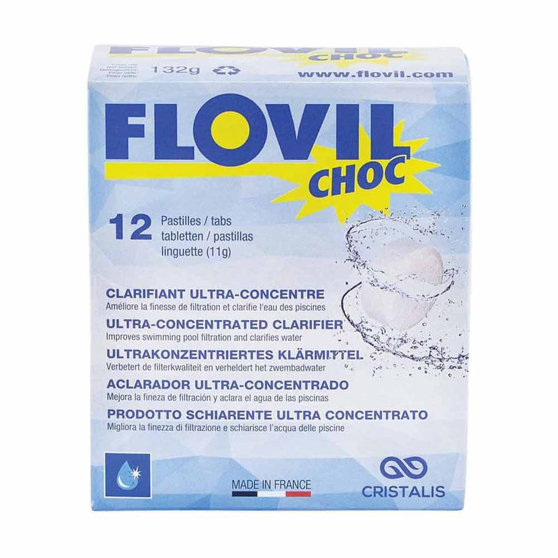 Flovil Choc - Flocculante a rapida azione per trattamento Choc acqua piscina - 12 pastiglie