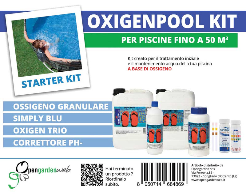 Kit Trattamento acqua piscina con ossigeno senza cloro - fino a 100 mc -