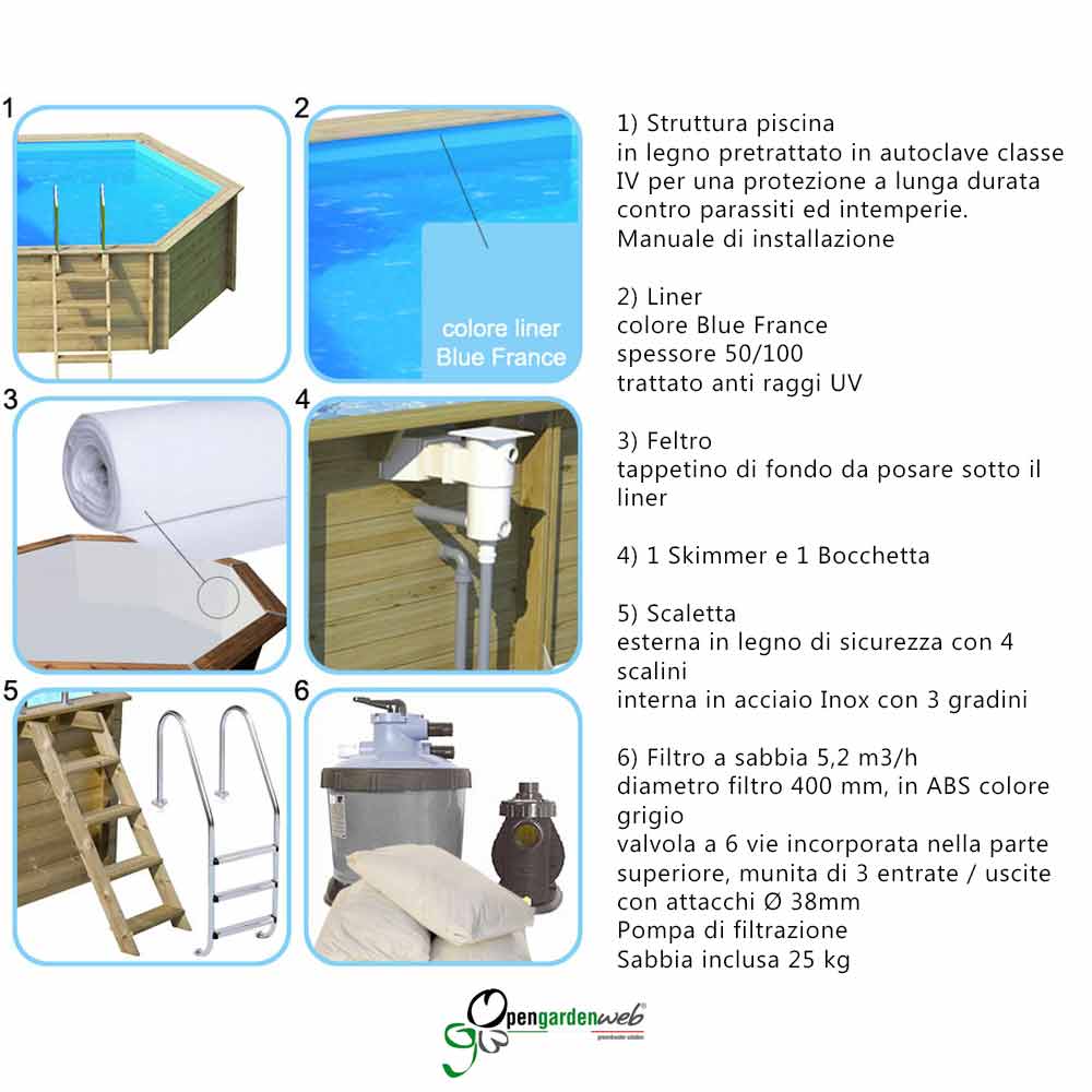 Piscina in legno fuori terra ottagonale - Tropic OCTO - 2 misure