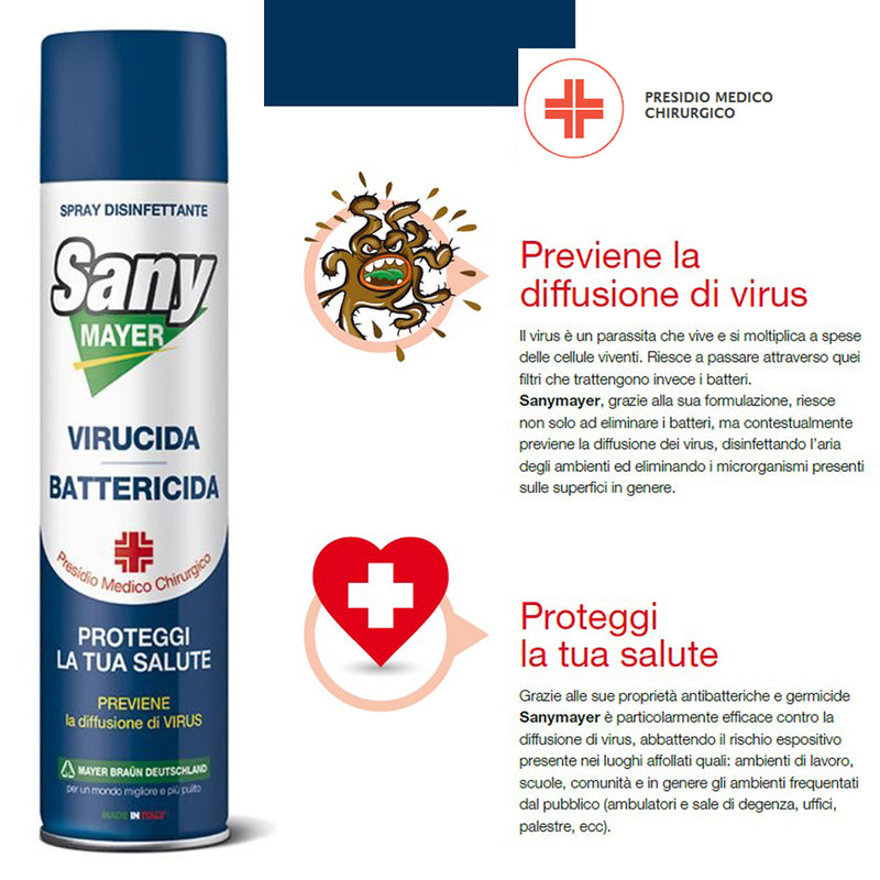 Sanymayer, Set 3 Pezzi+1 Disinfetta Mayer Mani e Superfici| Set Spray Igienizzante Virucida Battericida Funghicida Completo| OPENGARDENWEB_3