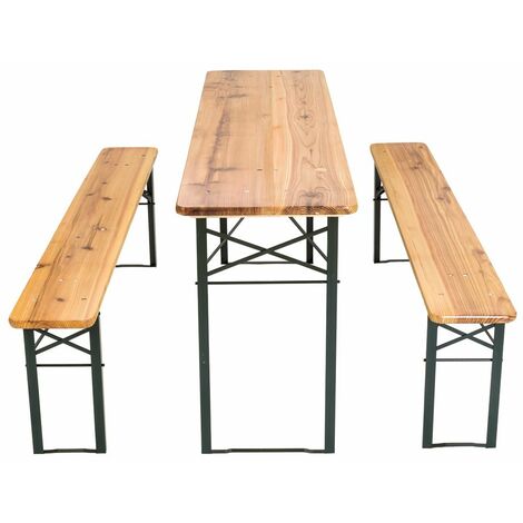 Set birreria in legno con tavolo e 2 panche - 220 x 70 x 76h cm