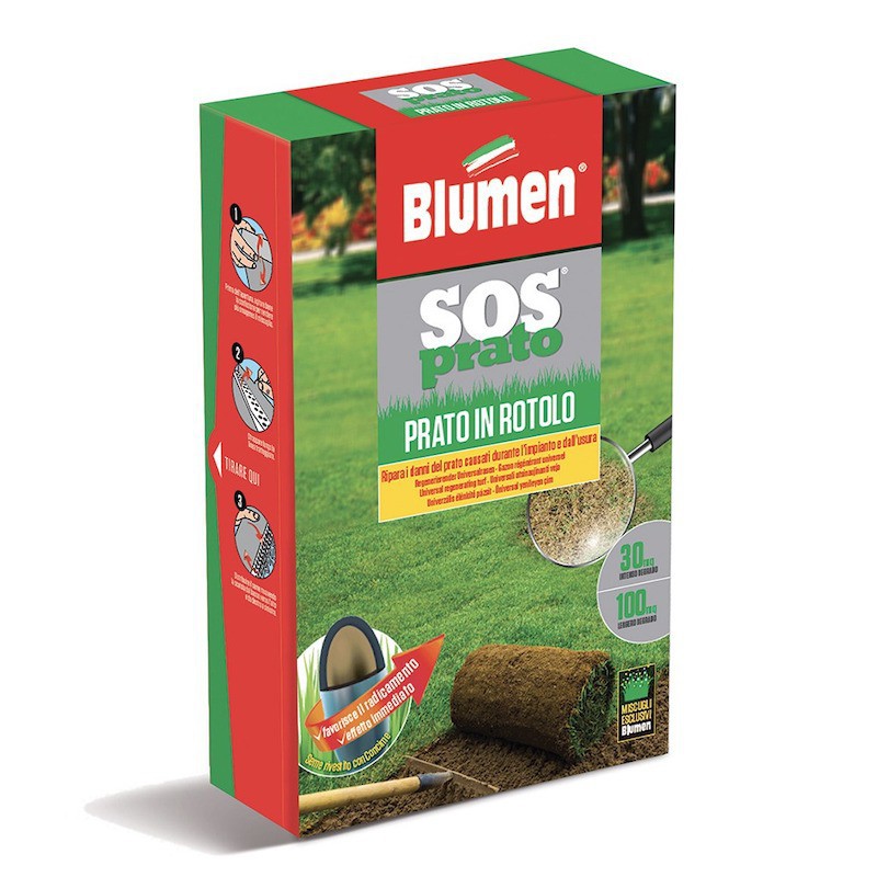 Semi di erba per prato + concime NPK 2 in 1 - SOS Prato in rotolo - 1 kg