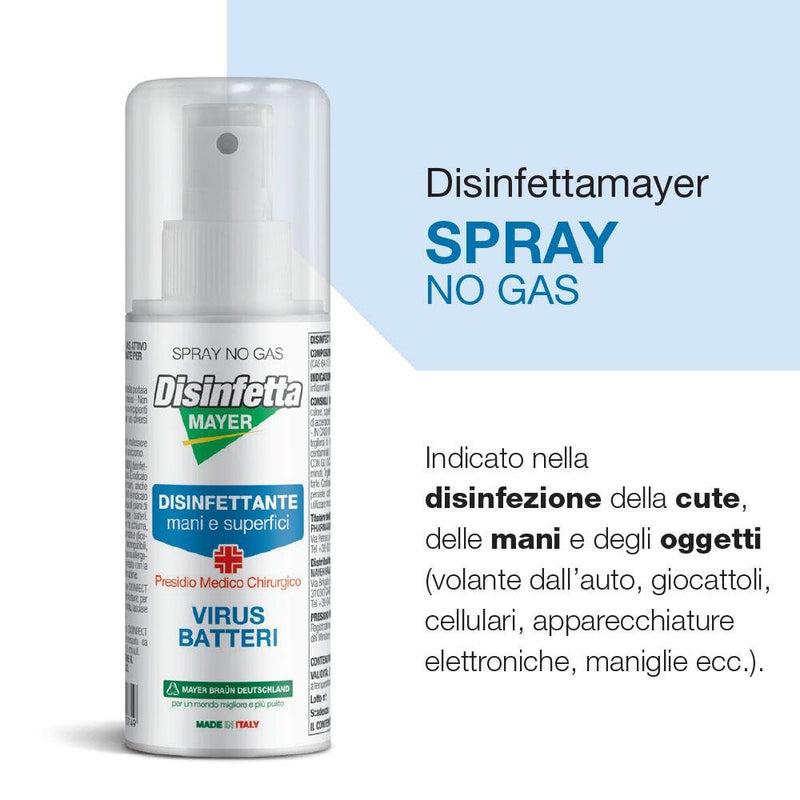 DISINFETTA MAYER, Spray Disinfettante Mani Superfici, 100 ml