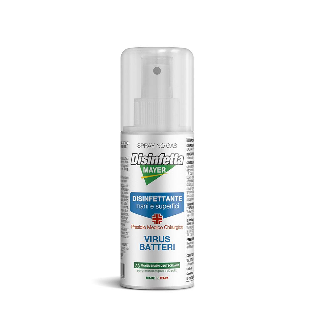 DISINFETTA MAYER, Spray Disinfettante Mani Superfici, 100 ml