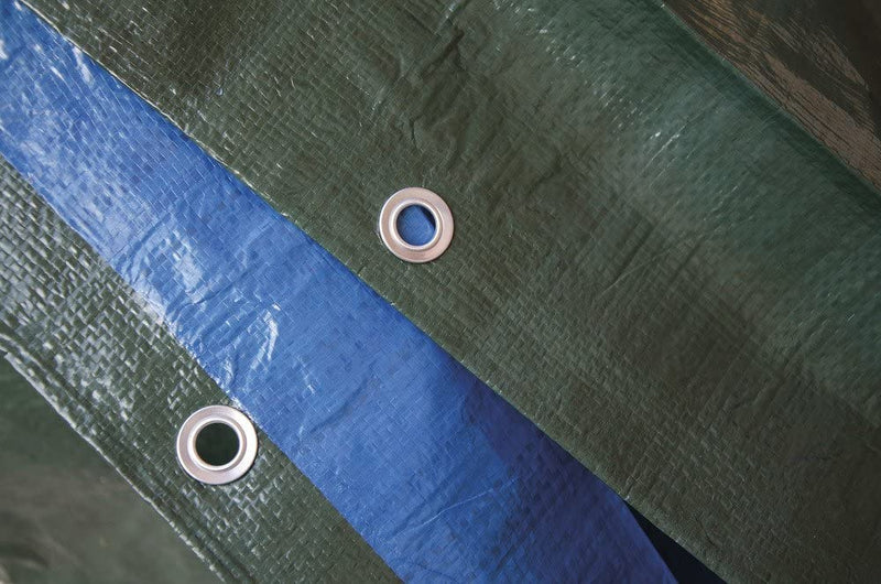 Telo impermeabile occhiellato - 180 Gr/mq - con Bordo Rinforzato - Verde-Blu