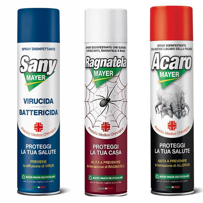 Kit Spray Insetticida Antiacaro - Sanificante - Disinfestante Ragni| 1 Spray Antiacaro|1 Spray Ragni|1 Disinfettante Virus,Batteri,Funghi - OpenGardenWeb