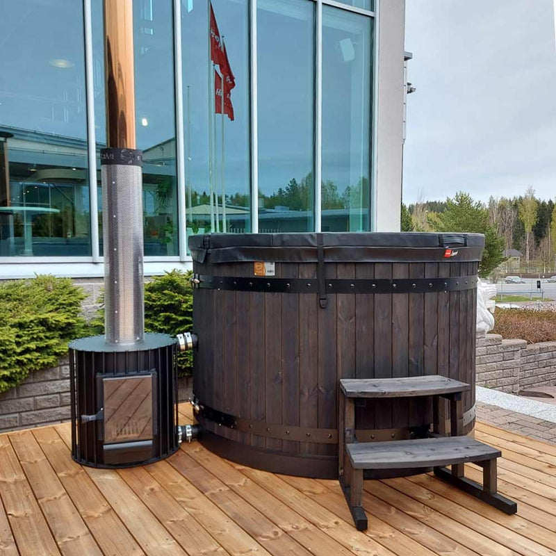 Sauna vasca da esterno con stufa a legna e accessori - Legend